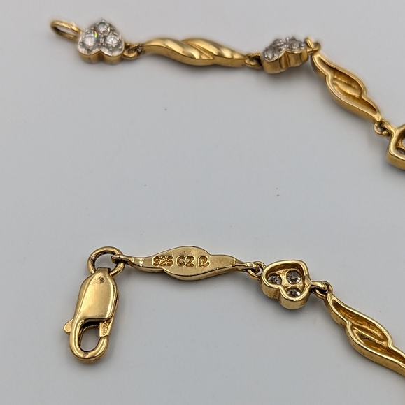 Ross Simons Gold Plate Sterling silver CZ HEART Stetsons Tennis Bracelet 7.5" - Picture 6 of 10